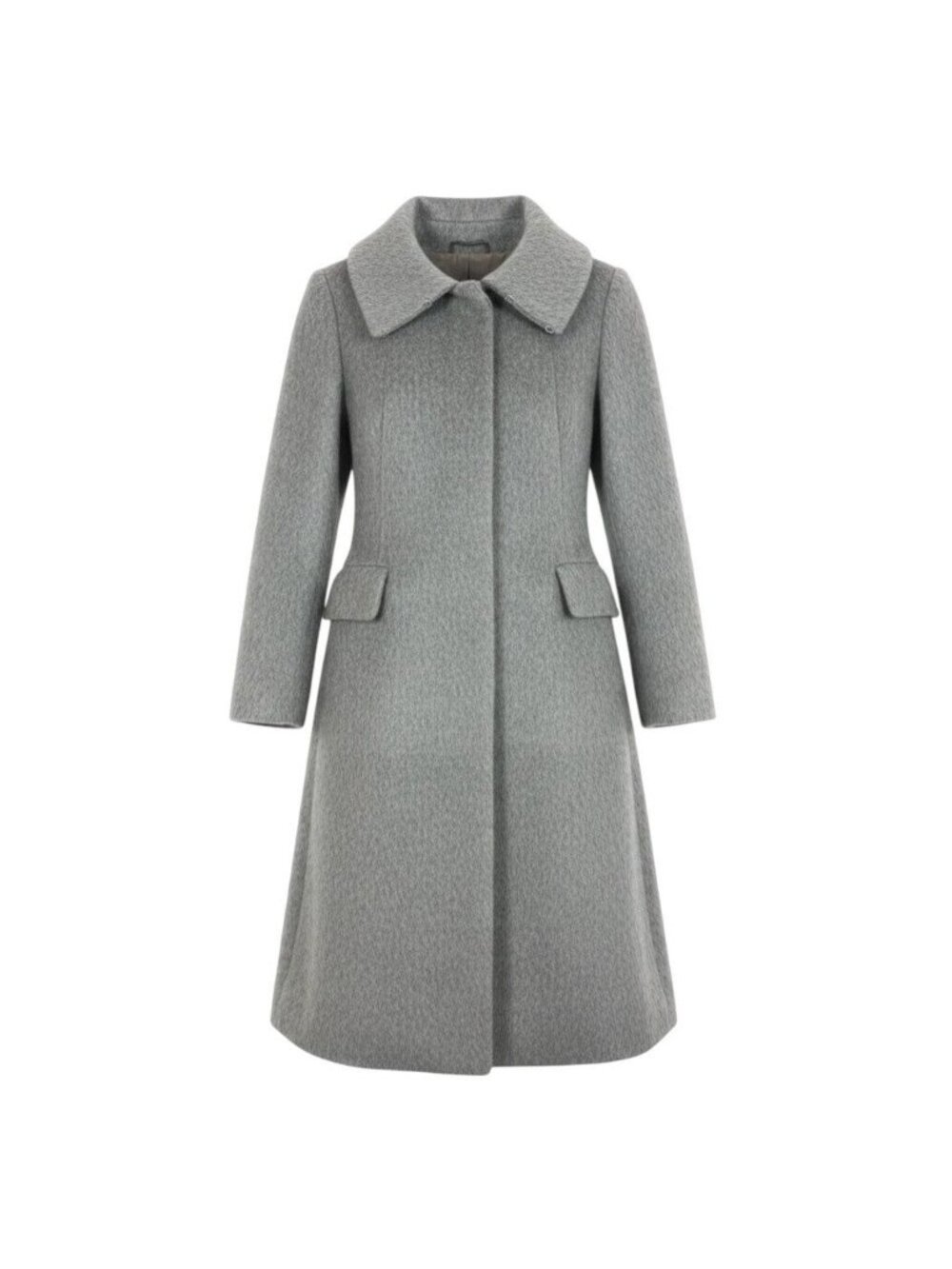 Max Mara White Tag Soutien Collar Coat Alpaca Blend Shaggy Gray